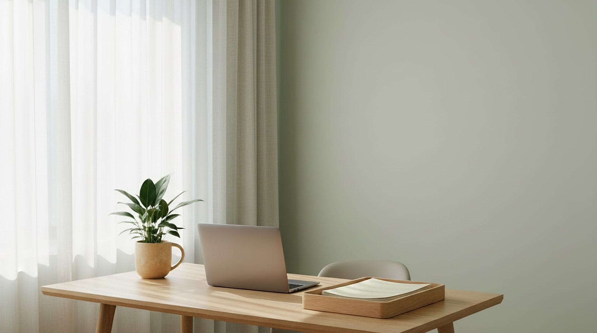 Mesa de trabajo de una clínica con luz de mañana